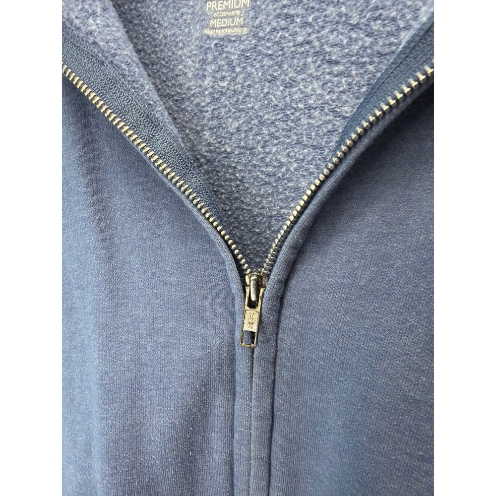 Hanes Premium EcoSmart Mens Medium Blue Full Zip Hoodie Sweatshirt Fleece Pocket - Picture 3 of 5